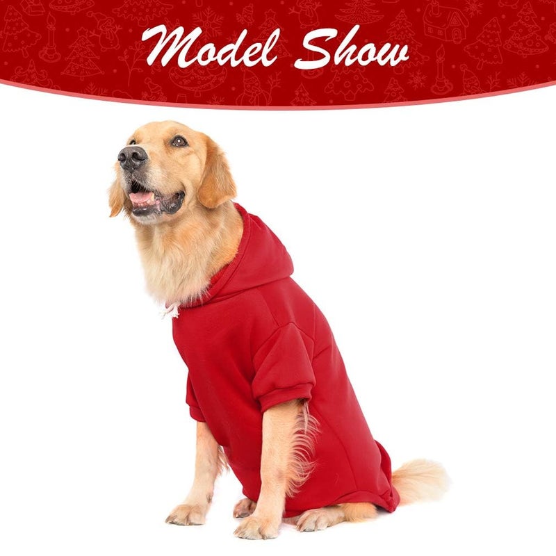 KOOLTAIL Basic Dog Hoodie - Soft and Warm Dog Hoodie Sweater with Leash Hole and Pocket, Dog Winter Coat, Cold Weather Clothes Sweatshirt for Small Medium Large Dogs Puppy Cat Boys Girls Red XXL - Image 5